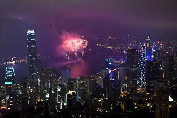 Fuochi d'artificio di Hong Kong nel capodanno cinese — Foto Stock