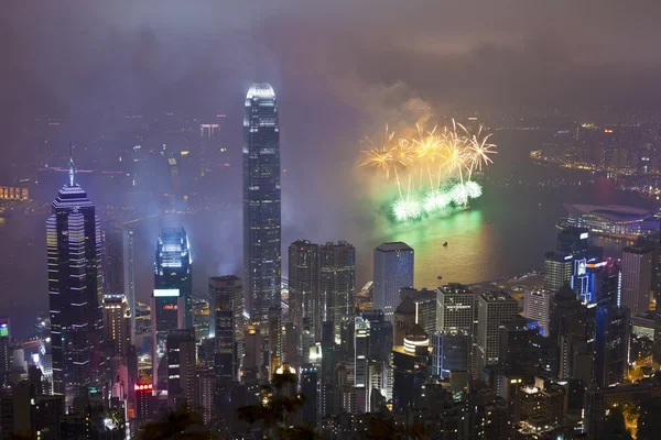 Hong kong ohňostroj v čínský Nový rok — Stock fotografie