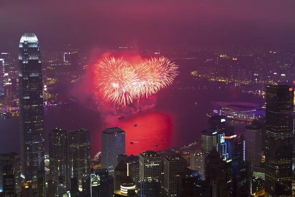 Hong kong fireworks uygulamasında Çin yeni yılı — Stok fotoğraf