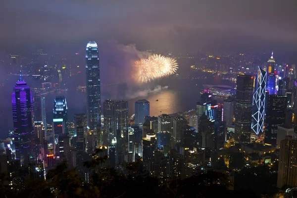 Fogos de artifício em Hong Kong, China — Fotografia de Stock