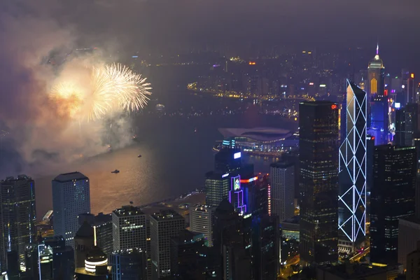 Fogos de artifício em Hong Kong, China — Fotografia de Stock