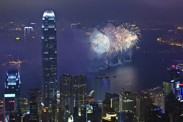 Πυροτεχνήματα στο Χονγκ Κονγκ, Κίνα — Φωτογραφία Αρχείου