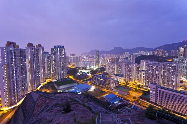 Χονγκ Κονγκ διαμερίσματα τη νύχτα — Φωτογραφία Αρχείου