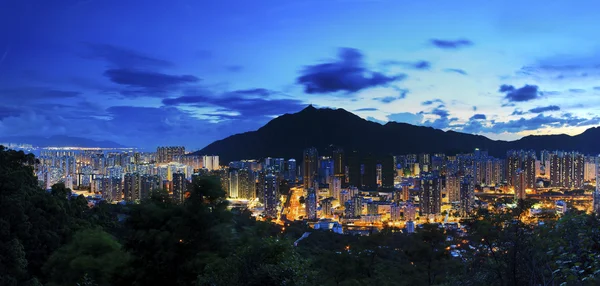 Χονγκ Κονγκ νύχτα θέα στην πόλη — Φωτογραφία Αρχείου