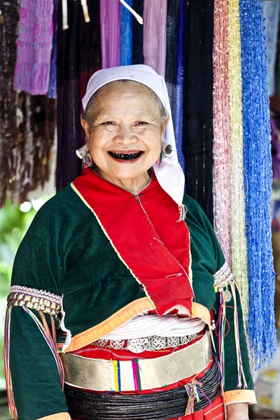 Lahu old woman with black teeth — Stock Photo, Image