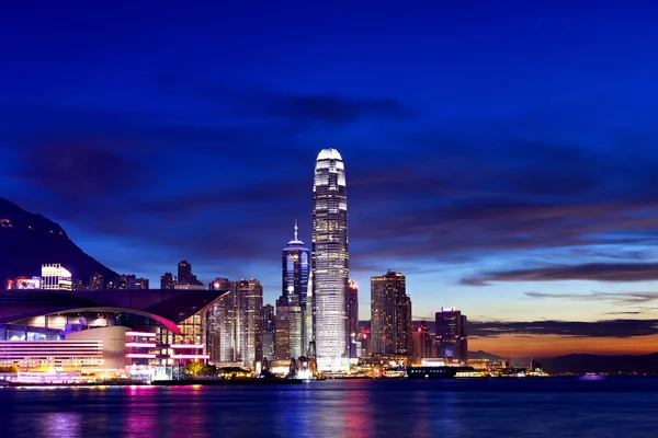 Modern city scene at night