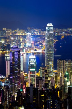 hong Kong şehir gece görünümü