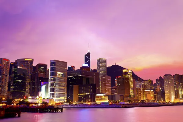 Hong Kong modern buildings at sunset — Stock Photo, Image