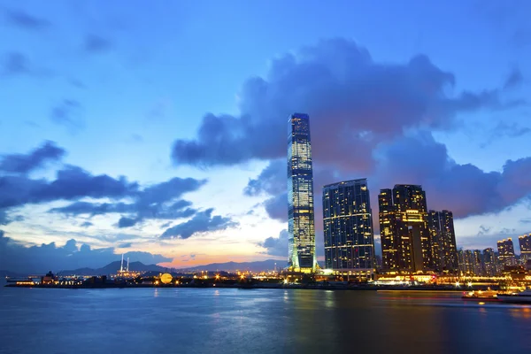 Puesta de sol en Hong Kong en el distrito de Kowloon —  Fotos de Stock