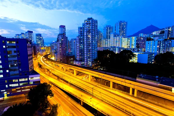 Modern urban traffic at night — Stock Photo, Image