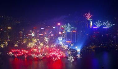 2014 New Year fireworks in Hong Kong clipart