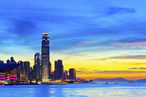 Hong Kong sunset in downtown — Stock Photo, Image