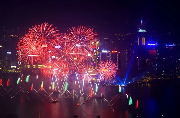 Hong kong fyrverkerier 2014 — Stockfoto