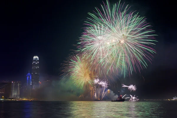 Hong kong čínský Nový rok ohňostrojem 2014 — Stock fotografie