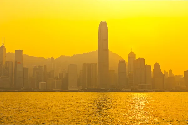 Hong kong ville au coucher du soleil — Photo