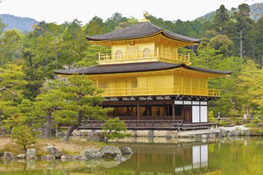 Kyoto, Japonya 'daki Kinkakuji Tapınağı (Altın Pavyon).