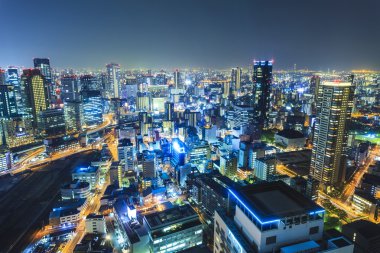Osaka gece görüş şehir merkezinde, Japonya.