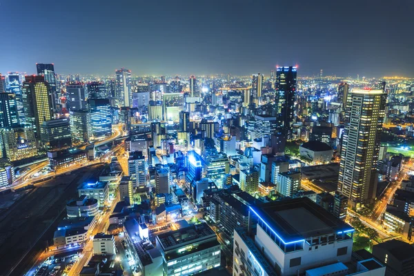 Osaka vista noturna no centro da cidade, Japão . — Fotografia de Stock