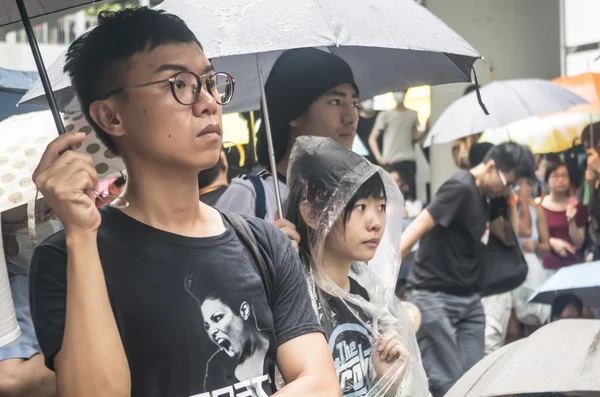 Demonstranten over ten noordoosten nieuwe gebieden hong kong — Stockfoto