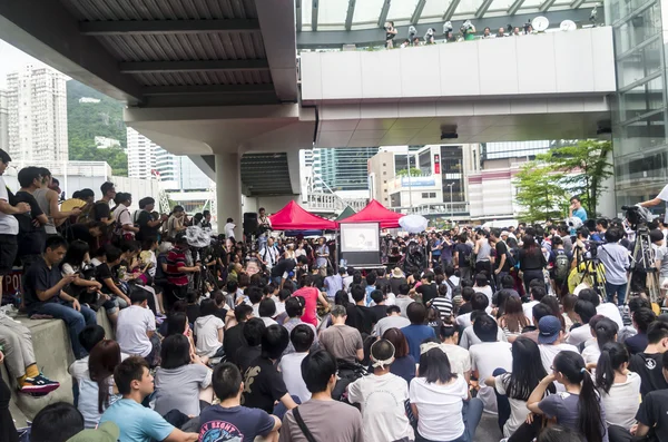 Demonstranten over ten noordoosten nieuwe gebieden hong kong — Stockfoto