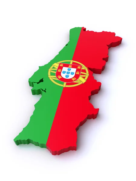 3D mapa Portugalska — Stock fotografie