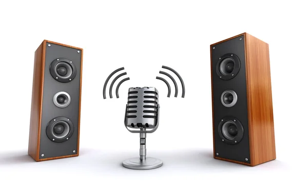 Microfone e alto-falantes — Fotografia de Stock