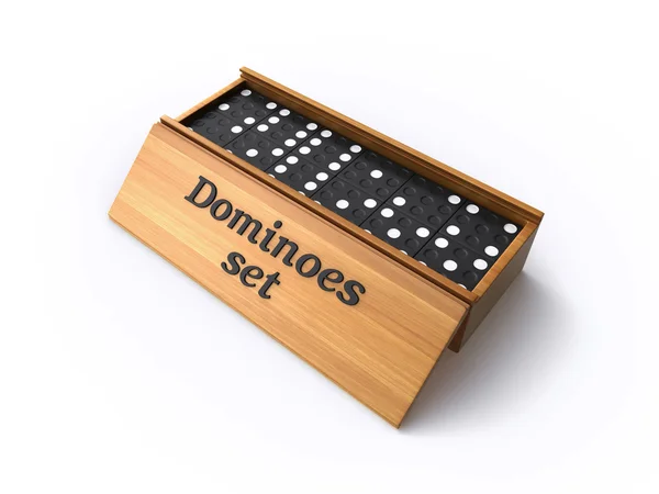 Dominoes in a box — Stock Photo, Image