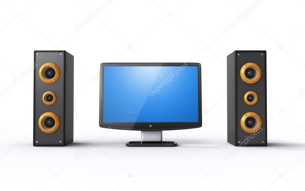 Lcd tv and speakers