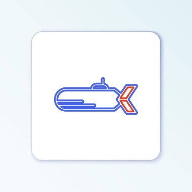 Çizgi Denizaltı simgesi beyaz arkaplanda izole edildi. Askeri gemi. Renkli taslak konsepti. Vektör