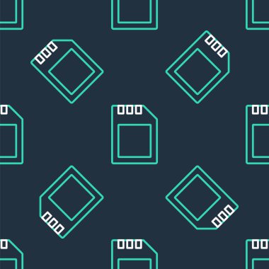 SD kart simgesi siyah arkaplanda izole edilmiş. Hafıza kartı. Adaptör simgesi. Vektör