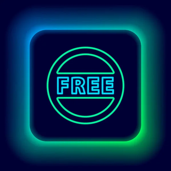 Λαμπερό neon line Price tag με επιγραφή Free icon που απομονώνεται σε μαύρο φόντο. Σήμα στην τιμή. Προωθητική έκπτωση. Πολύχρωμο περίγραμμα έννοια. Διάνυσμα — Διανυσματικό Αρχείο