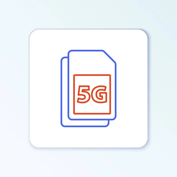 Лінія 5G Sim Card значок ізольовано на білому тлі. Мобільні та бездротові технології зв'язку. Електронне з'єднання мережевого чипа. Барвиста концепція контуру. Векторні — стоковий вектор