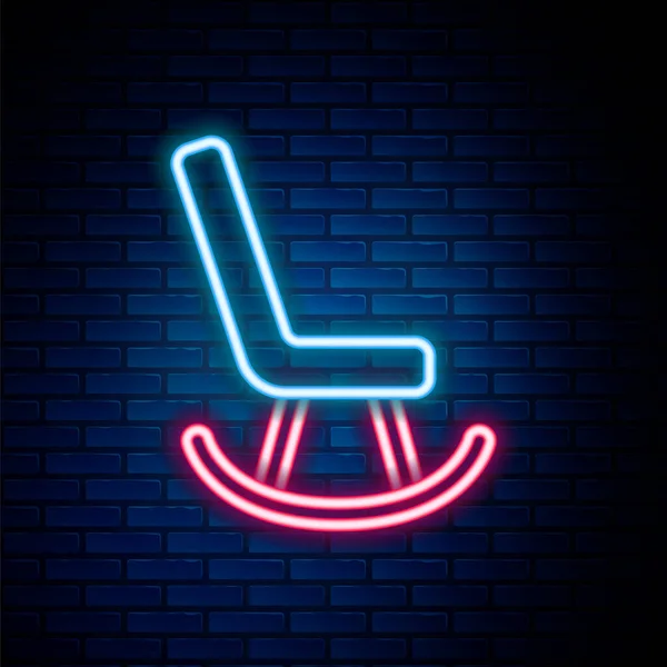 Glowing neon line Armchair icon isolated on brick wall background. Colorful outline concept. Vector — Stock Vector