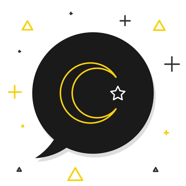 Line Star et croissant - symbole de l'icône de l'islam isolé sur fond blanc. Symbole religieux. Concept de contour coloré. Vecteur — Image vectorielle