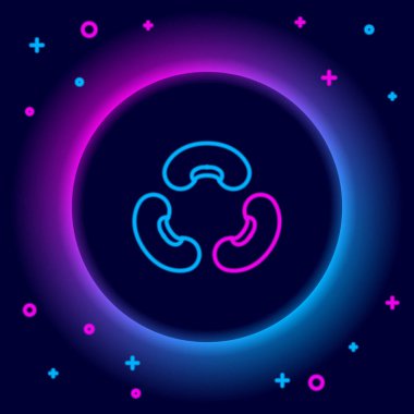 Parlayan neon hattı Beans simgesi siyah arkaplanda izole edildi. Renkli taslak konsepti. Vektör