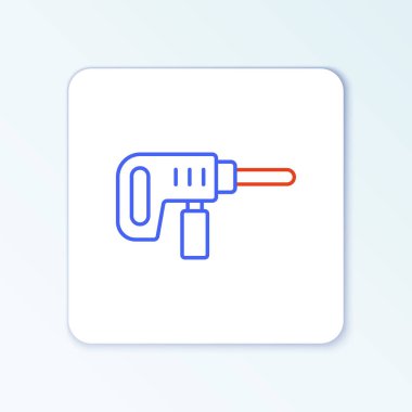 Elektrik hattı sondaj makinesi simgesi beyaz arkaplanda izole edildi. Tamir aleti. Renkli taslak konsepti. Vektör