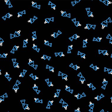 Satır uydu çanak simgesi siyah arkaplanda izole edilmiş kusursuz desen. Radyo anten, astronomi ve uzay araştırması. Vektör