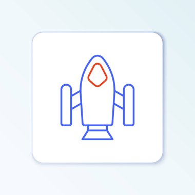 Roket çizgisi simgesi beyaz arkaplanda izole edildi. Uzay yolculuğu. Renkli taslak konsepti. Vektör