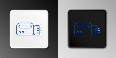 Dalgıç simgesi için çizgi el feneri gri arkaplanda izole edildi. Su altı ekipmanları. Renkli taslak konsepti. Vektör