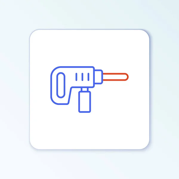 Line Elektrische Bohrmaschine Symbol isoliert auf weißem Hintergrund. Reparaturwerkzeug. Buntes Rahmenkonzept. Vektor — Stockvektor