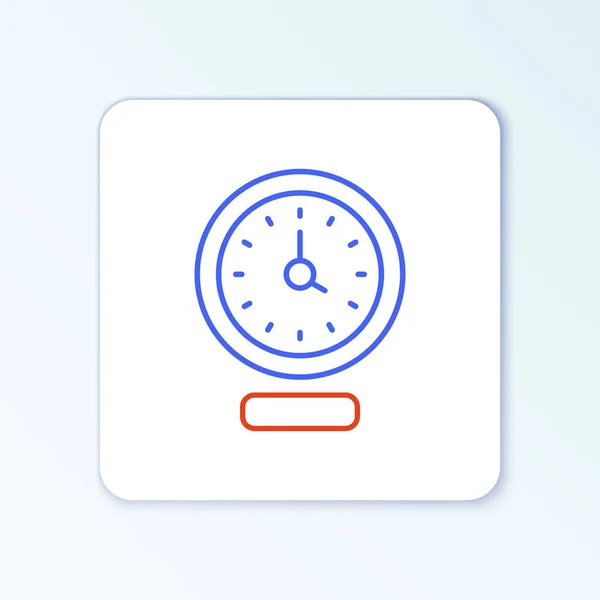 Icono de reloj de línea aislado sobre fondo blanco. Símbolo de tiempo. Concepto de esquema colorido. Vector — Vector de stock