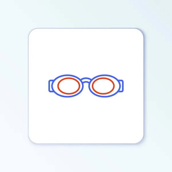 Line Glazen voor zwemmen pictogram geïsoleerd op witte achtergrond. Zwembrillen. Duiken onder water apparatuur. Kleurrijk concept. Vector — Stockvector
