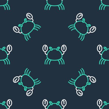 Çizgi Yengeç simgesi siyah arkaplanda izole edilmiş. Vektör