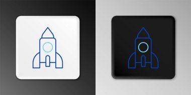 Line Rocket oyuncak ikonu gri arka planda izole edildi. Uzay yolculuğu. Renkli taslak konsepti. Vektör