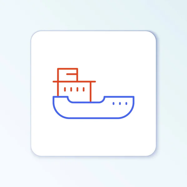 Line Cargo hajó ikon elszigetelt fehér háttérrel. Színes vázlat koncepció. Vektor — Stock Vector
