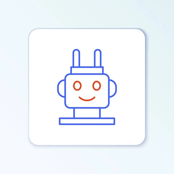 Línea Robot juguete icono aislado sobre fondo blanco. Concepto de esquema colorido. Vector — Archivo Imágenes Vectoriales