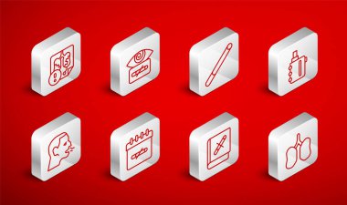 Ciğerler, Hipnoz, Sigara, Elektronik Sigara, Durdurulmuş Kitap, Hastalık Ciğerleri, Sigara İçilmeyen Gün ve Öksürük İkonu. Vektör