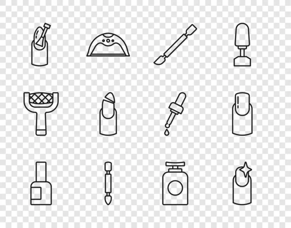 Oje şişesi, manikür, tırnak törpüsü, kırık el kremi ve ikon. Vektör — Stok Vektör