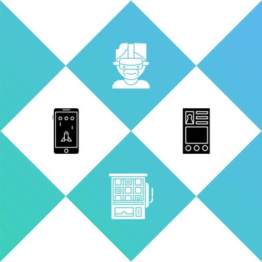 Mobil 'i ayarla ve oyunda oyna, kumar makinesi, sanal gerçeklik gözlükleri ve hesap ekranı simgesi oluştur. Vektör