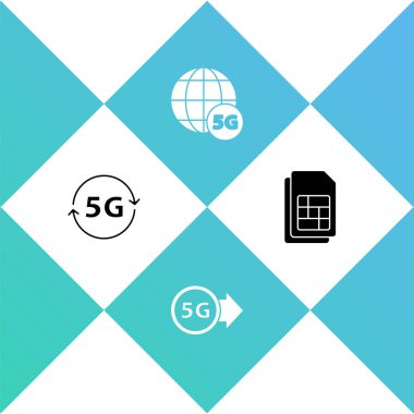 5G ağını ve Sim kart simgesini ayarla. Vektör